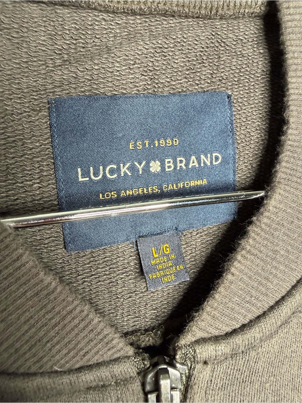 Lucky Brand Men's Zip-Up Sweatshirt Bomber Jacket Size Large Gray 100 cotton - Picture 4 of 13
